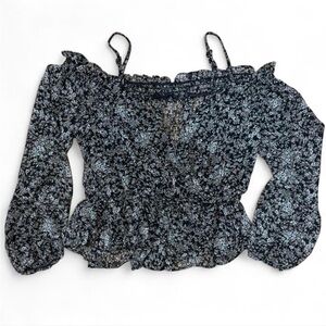 Black and white floral off the shoulder top